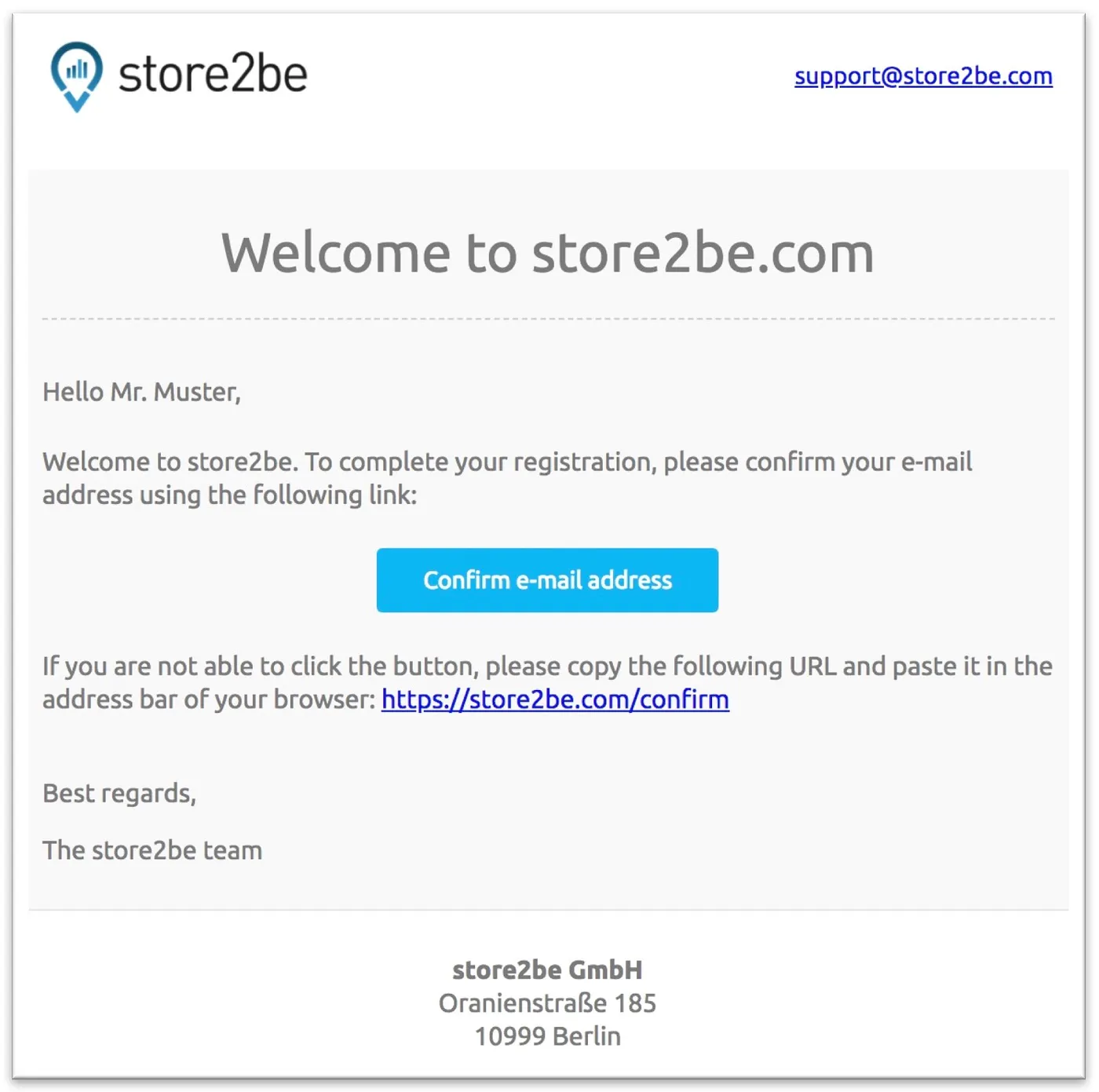 Welcome email